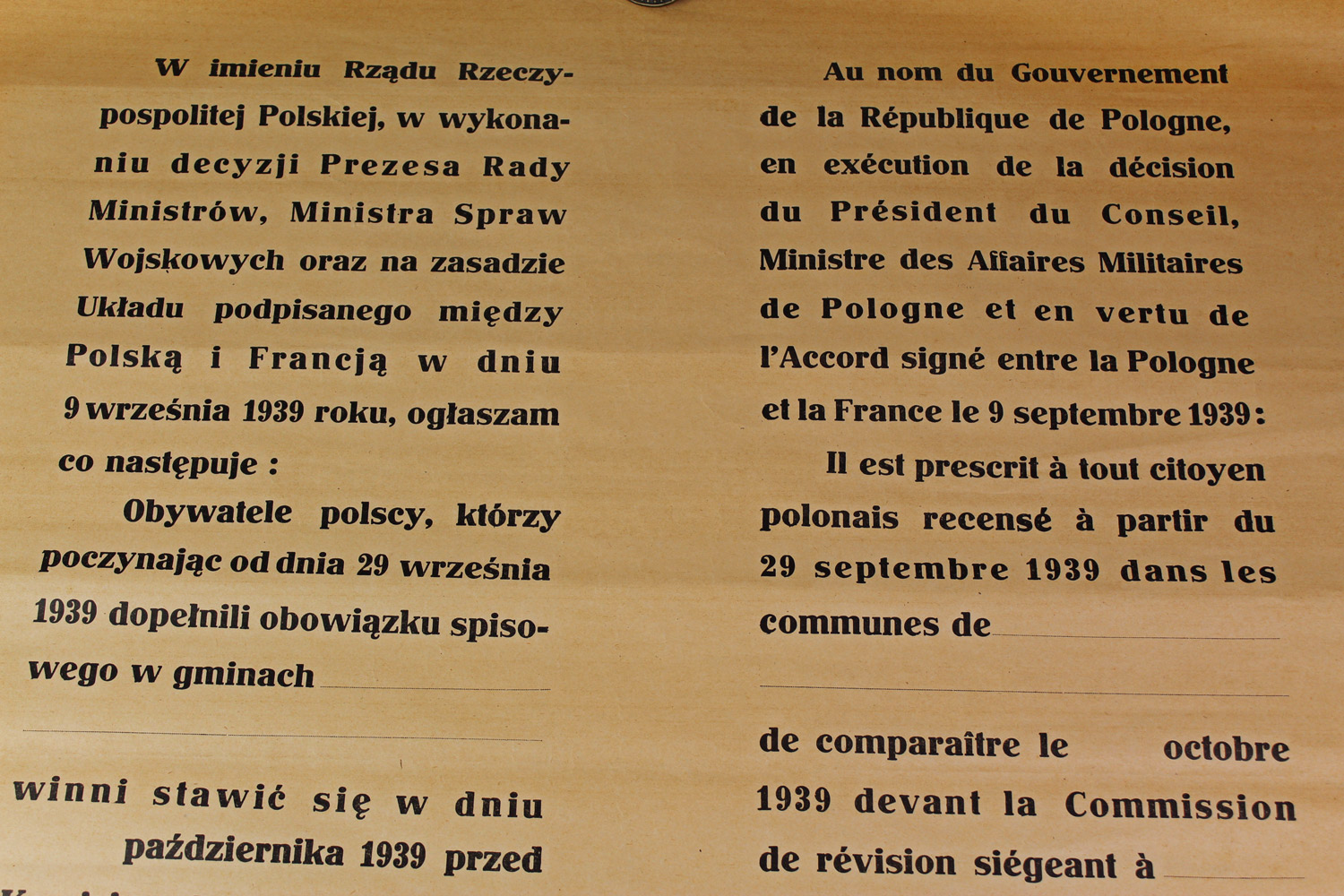 II RP PLAKAT AMBASADOR RP PARYŻ 5 PAŹDZIERNIKA 1939