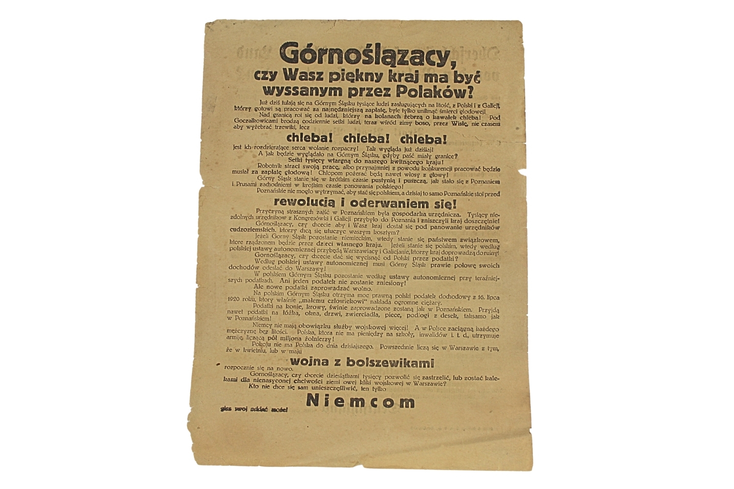 NIEMIECKA ULOTKA PROPAGANDOWA GÓRNY ŚLĄSK