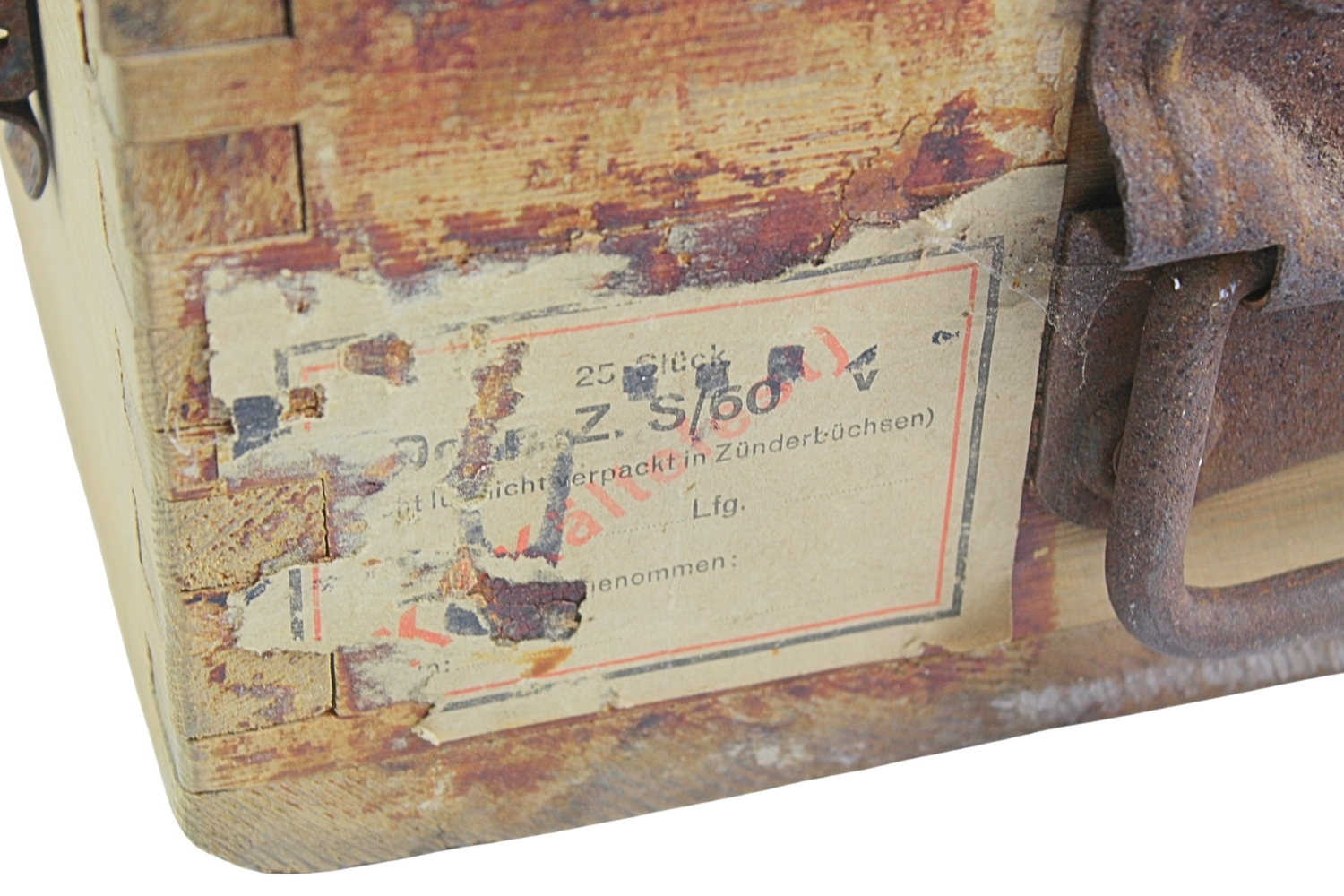 Skrzynka niemiecka na 25szt. zapalników Dopp. Z.S 60 komplet z pojemnikami