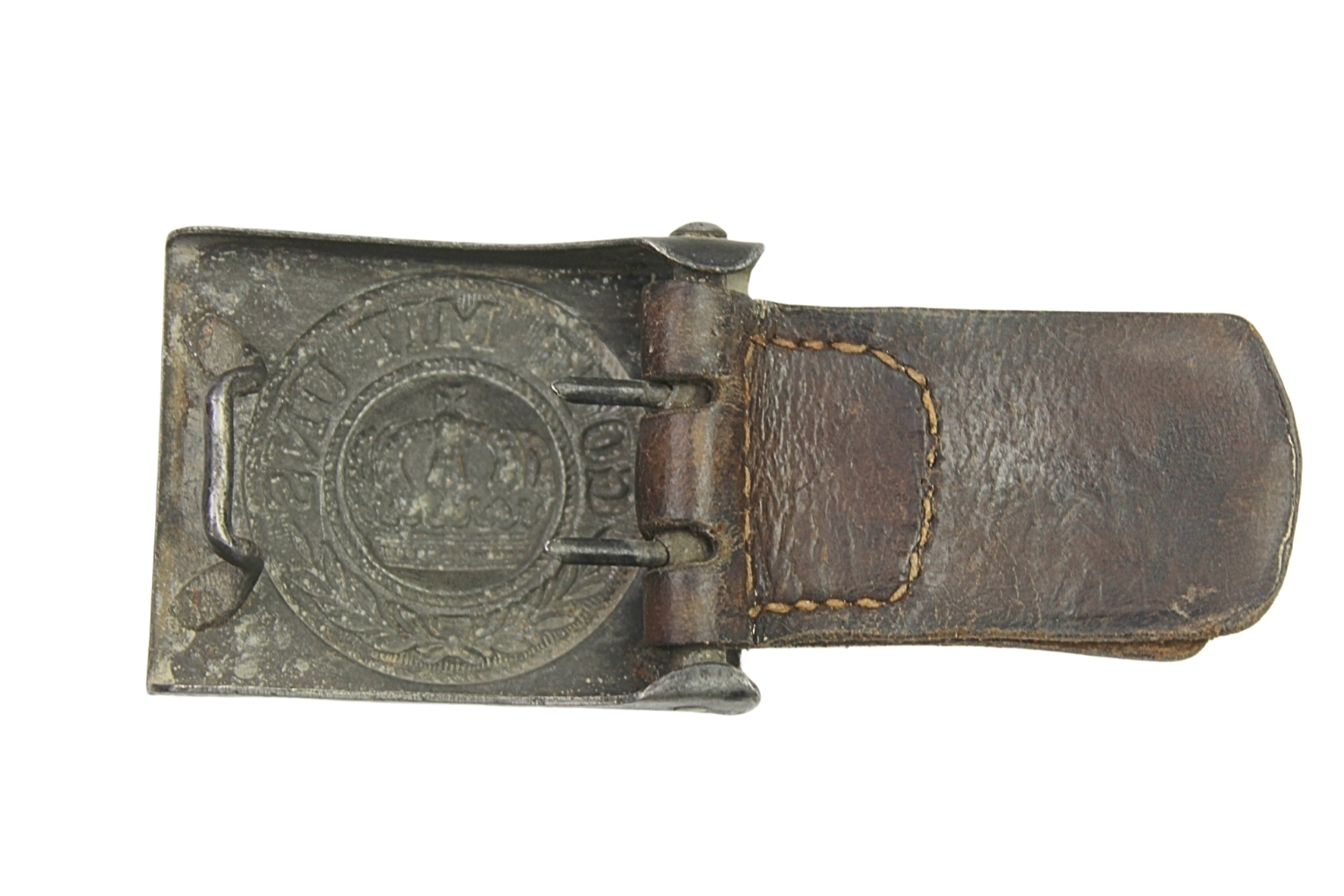 Klamra pruska Gott Mit Uns Stalowa ze skórką Mainz 1917 