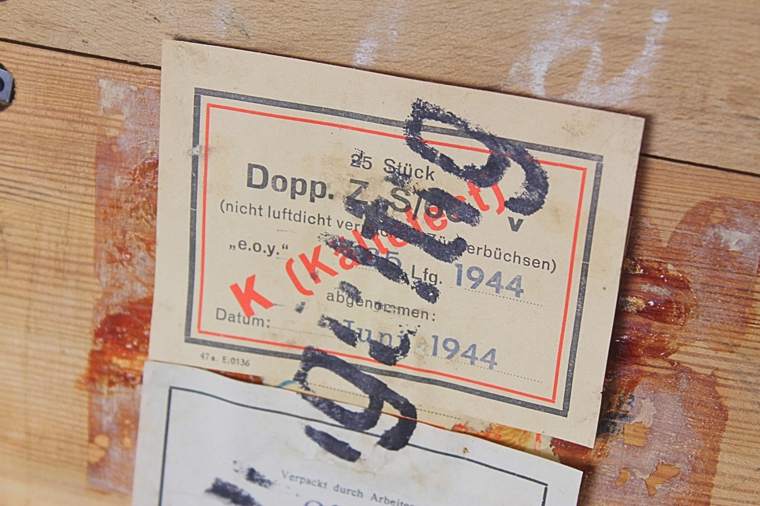 Skrzynka niemiecka na 25szt. zapalników Dopp. Z.S 60 komplet z pojemnikami 