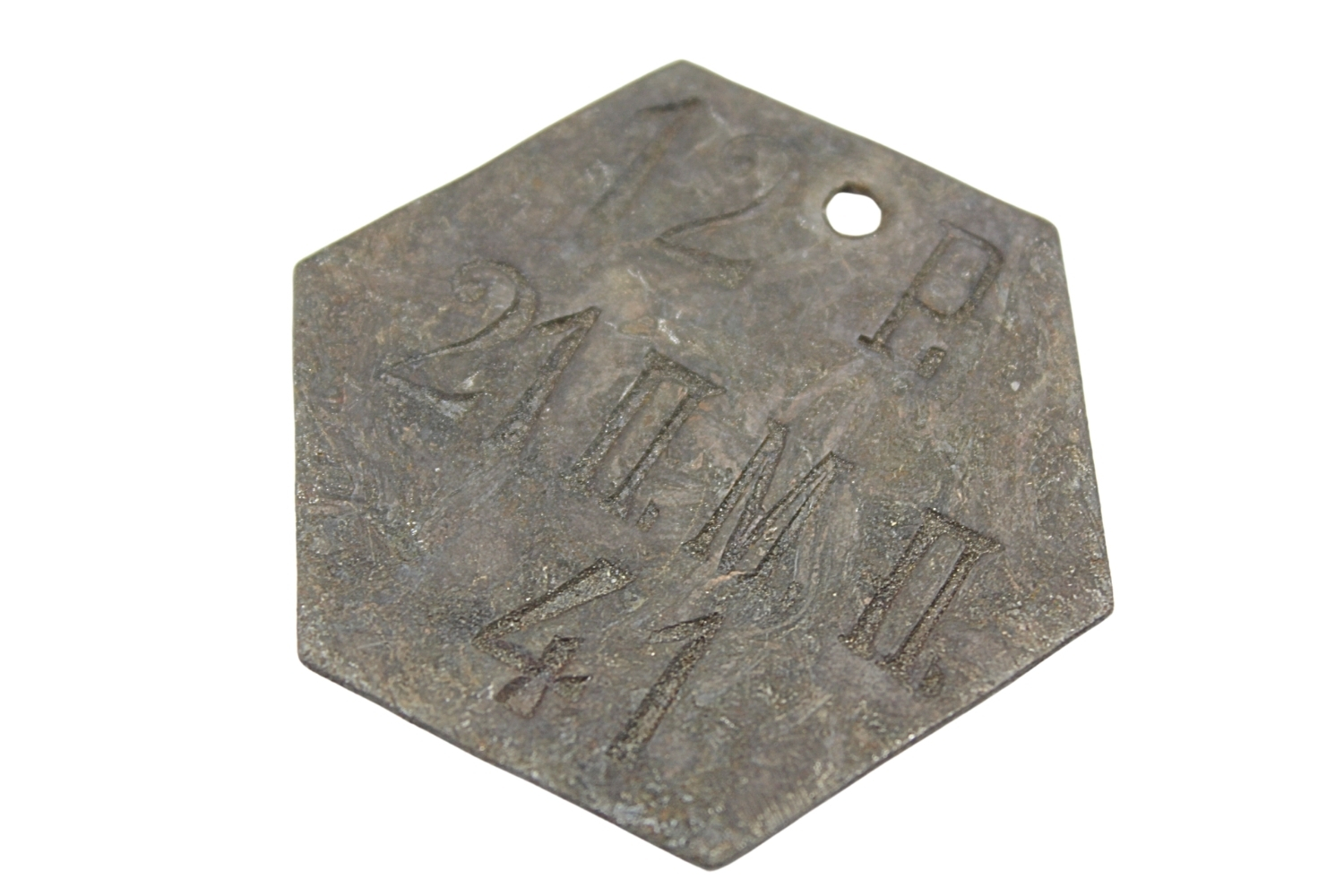 Nieśmiertelnik carski licznyj znak 21 Muromski Pułk Piechoty 