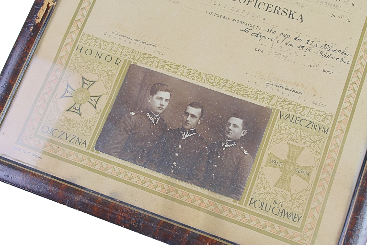 II RP ŚWIADECTWO UKOŃCZENIA SZKOŁY PODOFICERSKIEJ 8 PUŁK SAPERÓW