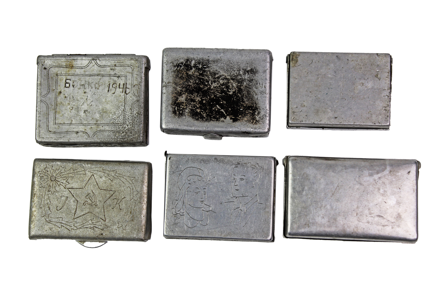 Zestaw pudełek papierośnic sztuka okopowa