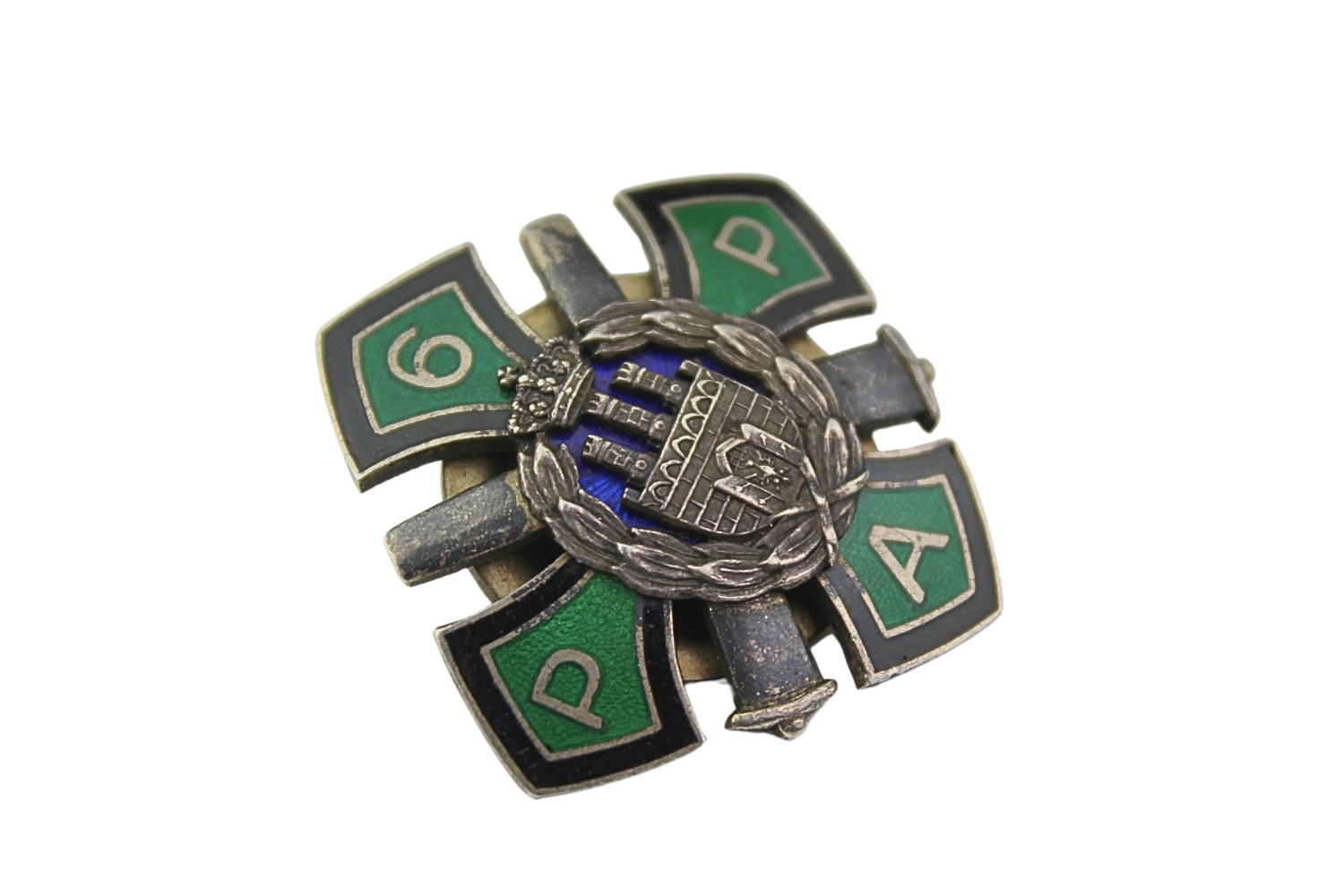 II RP Odznaka oficerska 6 Pułk Artylerii Polowej Kraków Srebro 