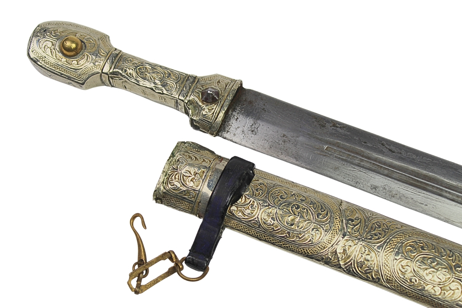 Kindżał Kaukaski Srebro XIX - XX Wiek Luksusowy - Carska Rosja