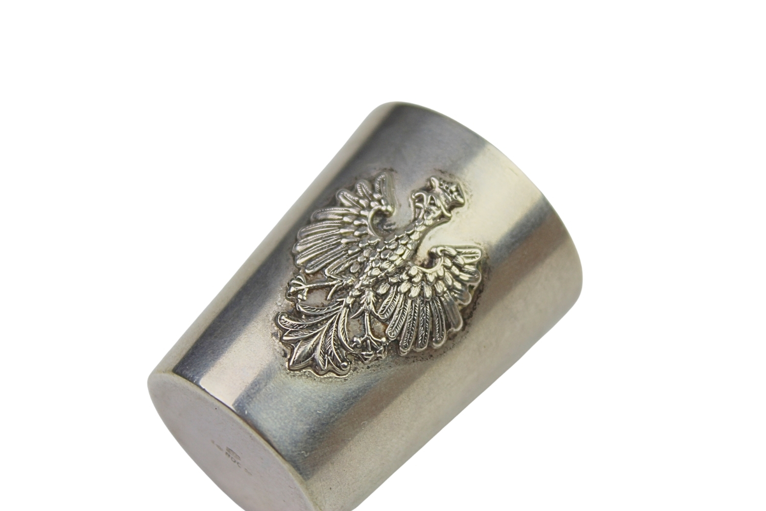 KIELISZEK PATRIOTYCZNY Z NAKŁADANYM ORZEŁKIEM 1914 SREBRO