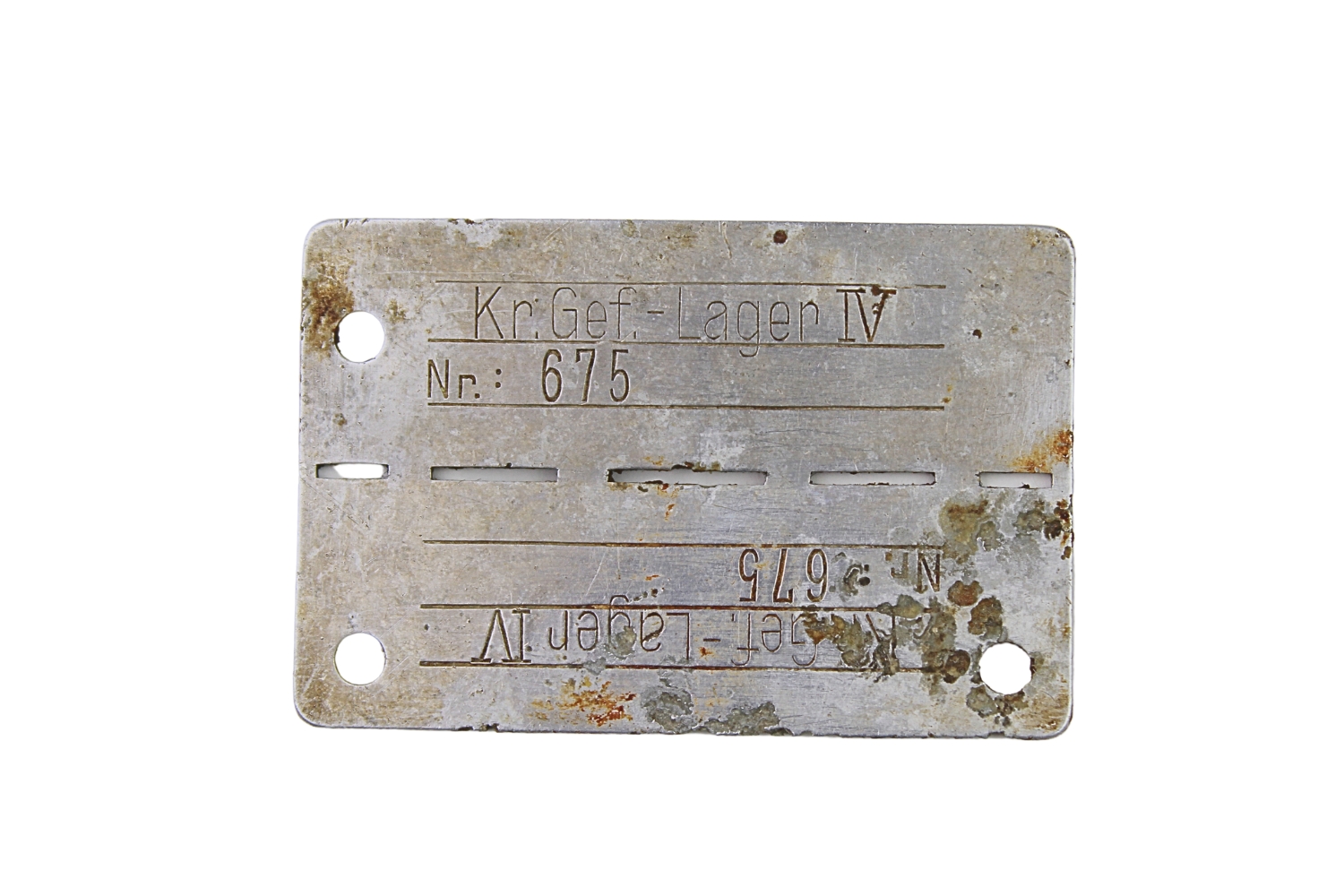 Nieśmiertelnik Kr. Gef. – Lager IV 