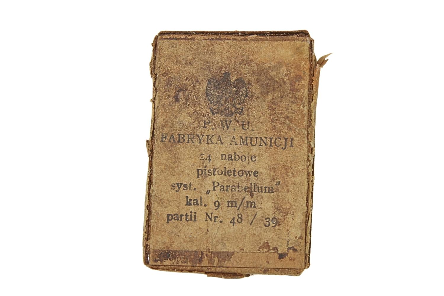 II RP Opakowanie na 24szt. amunicji ViS 9mm P.W.U. F.A. 1939 Rzadkość