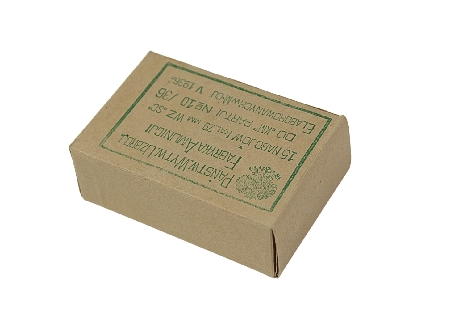 II RP II RP OPAKOWANIE PO AMUNICJI 7,92MM MAUSER P.W.U. F.A. 1936