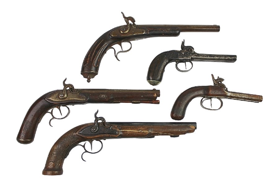 ZESTAW replik 5 PISTOLETÓW KAPISZONOWYCH 