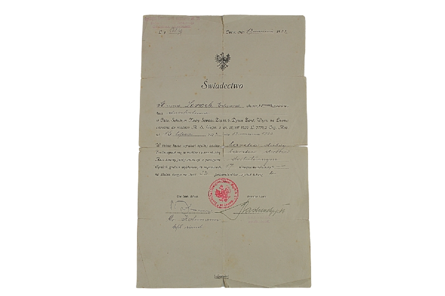 II RP ŚWIADECTWO 6 DYON ŻANDARMERII LWÓW