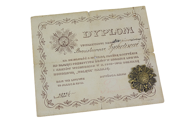II RP Odznaka orlęta 1919 z dyplomem