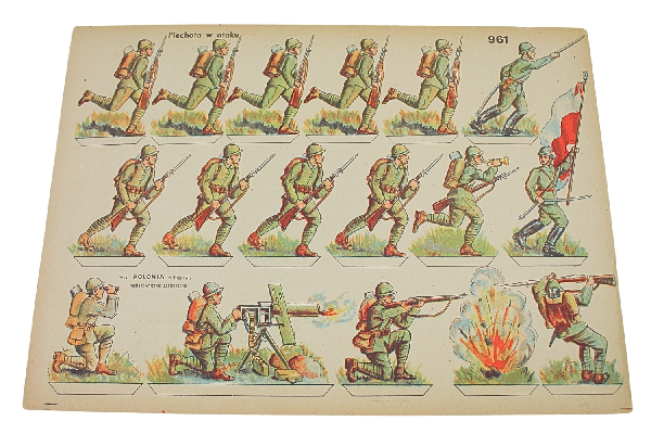 II RP KARTONOWE ŻOŁNIERZYKI WP - Piechota Wyd. „Polonia” w Krakowie Rzadkość 