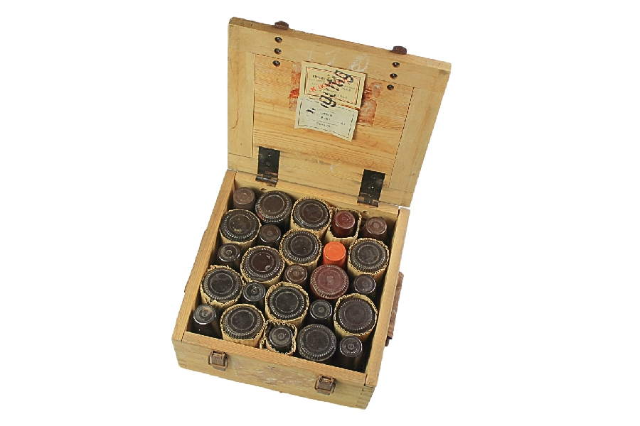 Skrzynka niemiecka na 25szt. zapalników Dopp. Z.S 60 komplet z pojemnikami