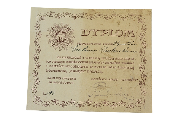 II RP Dyplom do odznaki "Orlęta" 1919