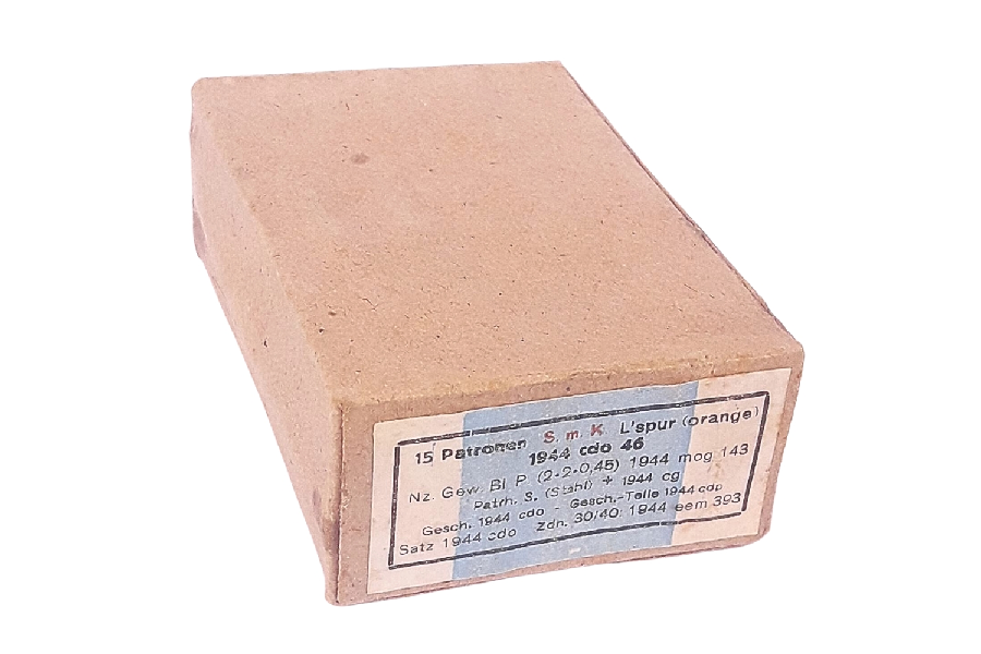 Puste pudełko (1jp, 1944 r.) po niemieckiej amunicji 7,92x57 Mauser