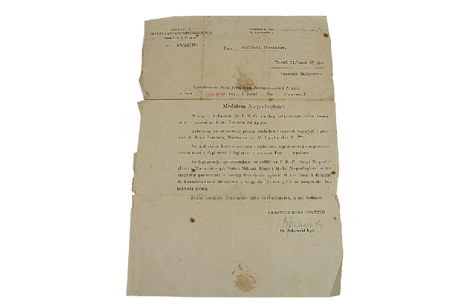 II RP Nadanie medalu niepodległości 67 Pułk Piechoty 1938