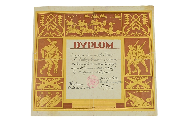 II RP DYPLOM Z ZAWODÓW 9 PUŁKU Artylerii Ciężkiej