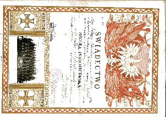 II RP Świadectwo ukończenia szkoły podoficerskiej 10 Pułk Artylerii Ciężkiej