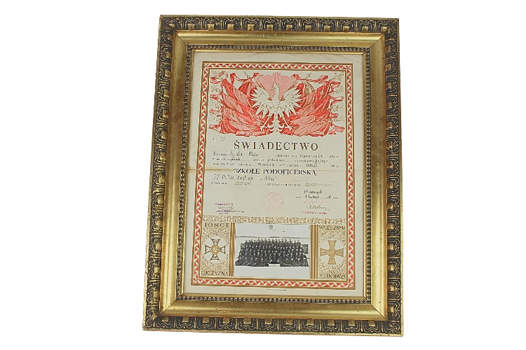 II RP Świadectwo ukończenia szkoły podoficerskiej 22 Pułk Art. Lekkiej 1935