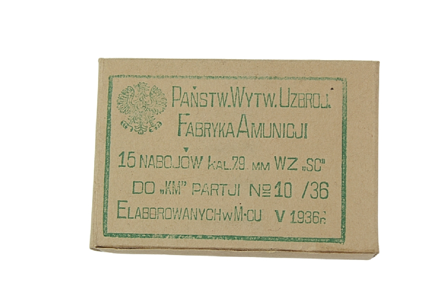II RP II RP OPAKOWANIE PO AMUNICJI 7,92MM MAUSER P.W.U. F.A. 1936