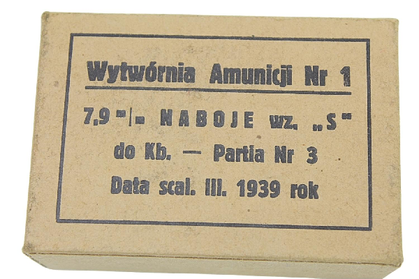 II RP Opakowanie po amunicji 7,92mm W.A. nr.1 „S” 1939 Rzadkość