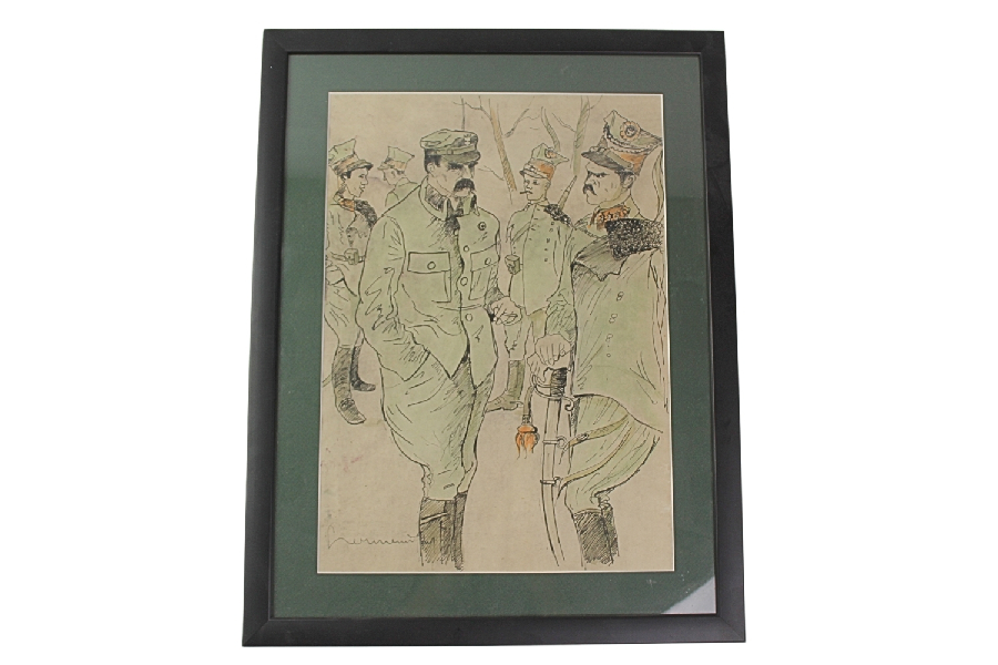 II RP Zdzisław Czermański 1900-1970 Józef Piłsudski i Belina Prażmowski akwarela