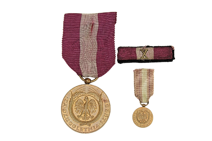 II RP ZESTAW: MEDAL, MINIATURKA, BARETKA- ZA DŁUGOLETNIĄ SŁUŻBĘ – X LAT