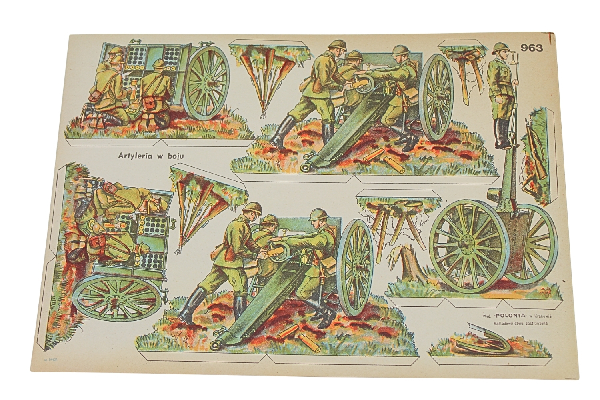 II RP KARTONOWE ŻOŁNIERZYKI WP - Artyleria Wyd. „Polonia” w Krakowie Rzadkość 