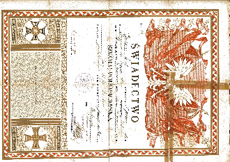 II RP Świadectwo ukończenia szkoły podoficerskiej 38 Pułk Piechoty Strzelców Lwowskich