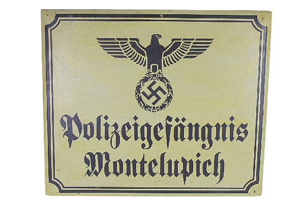 Tablica szyld Policja III Rzesza Montelupich Kraków Rekwizyt filmowy Lista Schindlera 1993