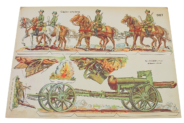 II RP KARTONOWE ŻOŁNIERZYKI WP - ciężka artyleria Wyd. „Polonia” w Krakowie Rzadkość 